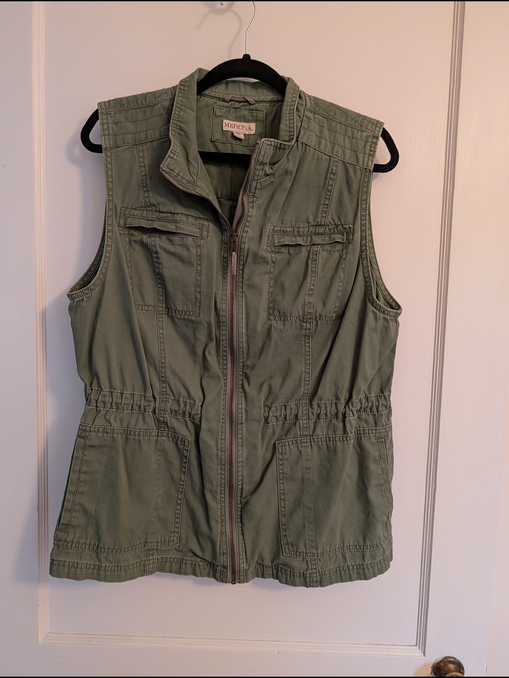 Merona Sage Green Utility Vest with Front Zip